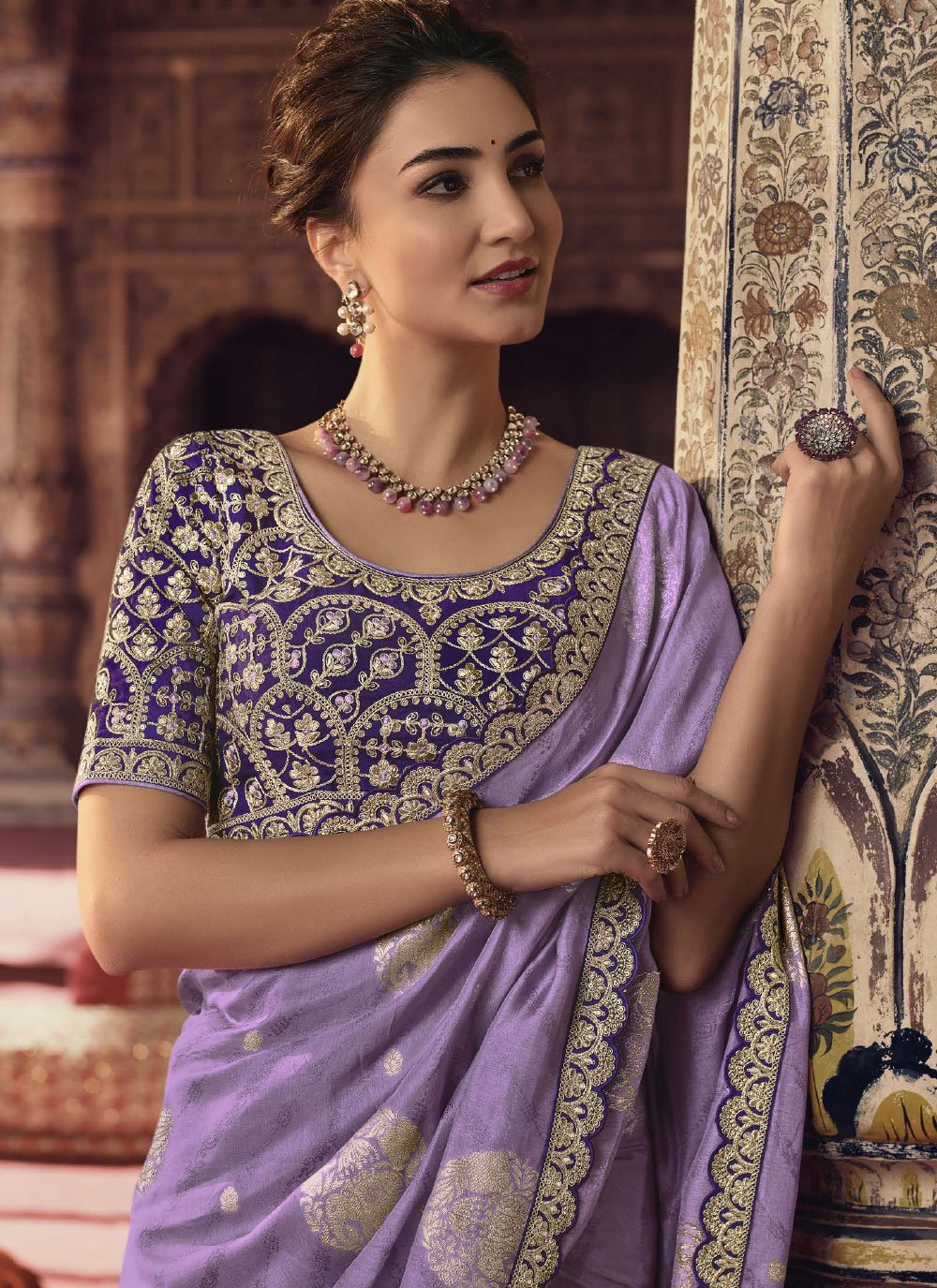 Trendy Saree Viscose Lavender Embroidered Saree