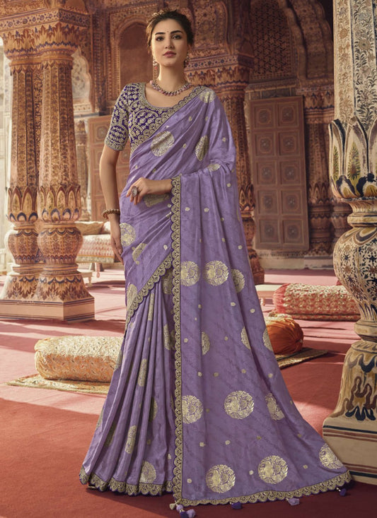 Trendy Saree Viscose Lavender Embroidered Saree