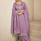 Salwar Suit Silk Lavender Embroidered Salwar Kameez