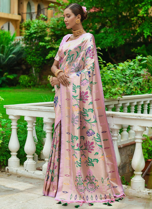 Classic Silk Lavender Woven Saree