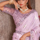 Trendy Saree Foil Silk Lavender Cord Work Saree