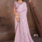 Trendy Saree Foil Silk Lavender Cord Work Saree