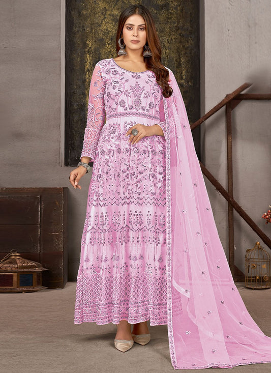 Salwar Suit Net Lavender Diamond Salwar Kameez