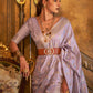 Classic Handloom Silk Satin Lavender Weaving Saree