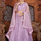 Lehenga Choli Art Silk Net Purple Embroidered Lehenga Choli
