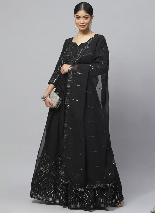 Lehenga Choli Georgette Black Embroidered Lehenga Choli