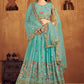 Lehenga Choli Georgette Sea Green Embroidered Lehenga Choli