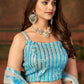Lehenga Choli Pure Georgette Aqua Blue Embroidered Lehenga Choli