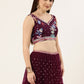 Lehenga Choli Net Burgundy Embroidered Lehenga Choli