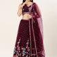 Lehenga Choli Net Burgundy Embroidered Lehenga Choli