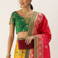 Lehenga Choli Silk Green Yellow Embroidered Lehenga Choli