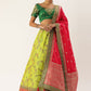 Lehenga Choli Silk Green Yellow Embroidered Lehenga Choli