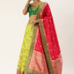 Lehenga Choli Silk Green Yellow Embroidered Lehenga Choli