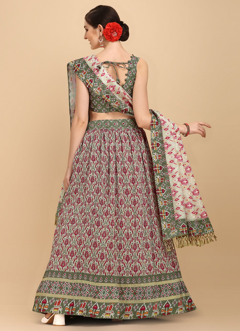 Lehenga Choli Satin Multi Colour Digital Print Lehenga Choli