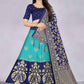 Lehenga Choli Banarasi Silk Jacquard Turquoise Jacquard Work Lehenga Choli