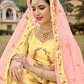 Lehenga Choli Net Satin Silk Yellow Diamond Lehenga Choli