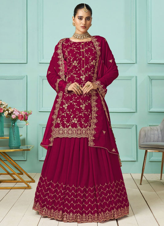 Lehenga Choli Faux Georgette Rani Embroidered Lehenga Choli