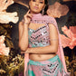 Lehenga Choli Velvet Pink Sea Green Embroidered Lehenga Choli