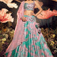 Lehenga Choli Velvet Pink Sea Green Embroidered Lehenga Choli