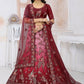 Lehenga Choli Net Wine Embroidered Lehenga Choli