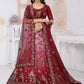 Lehenga Choli Net Wine Embroidered Lehenga Choli