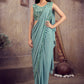 Lehenga Style Saree Shimmer Sea Green Mirror Saree