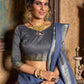 Trendy Saree Linen Silk Blue Patch Border Saree