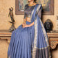 Trendy Saree Linen Silk Blue Patch Border Saree