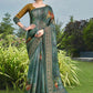 Contemporary Linen Green Embroidered Saree