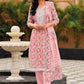 Salwar Suit Linen Pink Embroidered Salwar Kameez