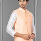 Nehru Jackets Linen Silk Peach Embroidered Mens