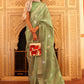 Designer Linen Green Weaving Saree