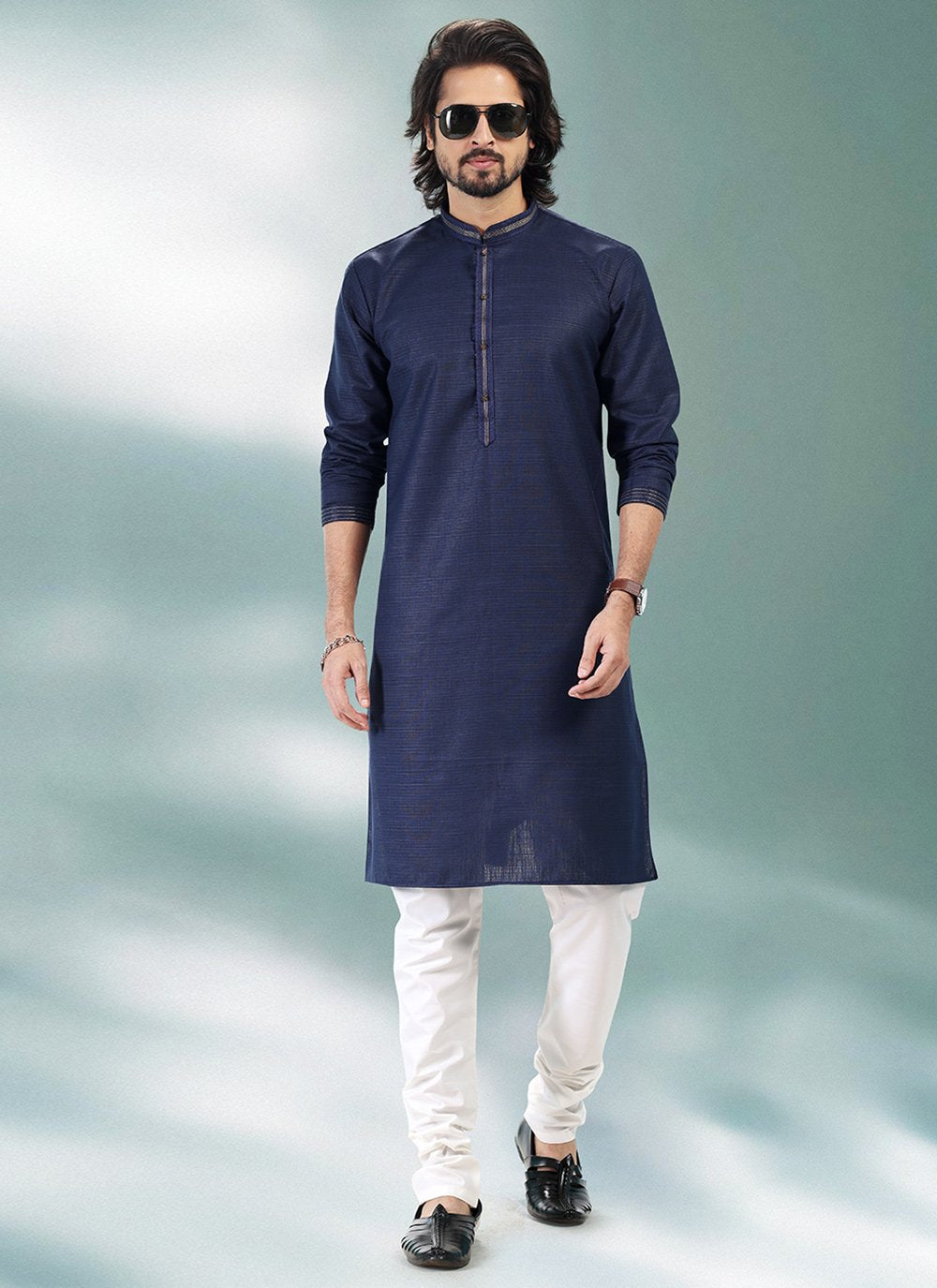 Cotton linen kurta pyjama sale