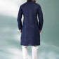 Kurta Pyjama Cotton Linen Blue Plain Mens