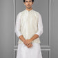 Nehru Jackets Linen Silk Off White Embroidered Mens