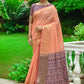 Contemporary Linen Peach Woven Saree