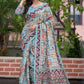 Classic Linen Blue Print Saree