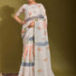 Classic Linen White Print Saree