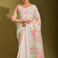 Trendy Saree Linen White Print Saree