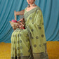 Classic Linen Sea Green Lucknowi Work Saree