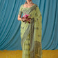 Classic Linen Sea Green Lucknowi Work Saree