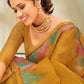 Contemporary Linen Mustard Embroidered Saree