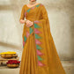 Contemporary Linen Mustard Embroidered Saree