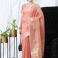 Trendy Saree Linen Tissue Peach Strips Print Saree