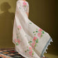 Contemporary Linen White Print Saree