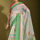 Classic Linen White Print Saree