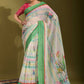 Classic Linen White Print Saree
