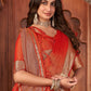 Trendy Saree Khadi Silk Linen Orange Woven Saree