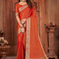 Trendy Saree Khadi Silk Linen Orange Woven Saree