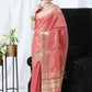 Contemporary Linen Tissue Pink Strips Print Saree
